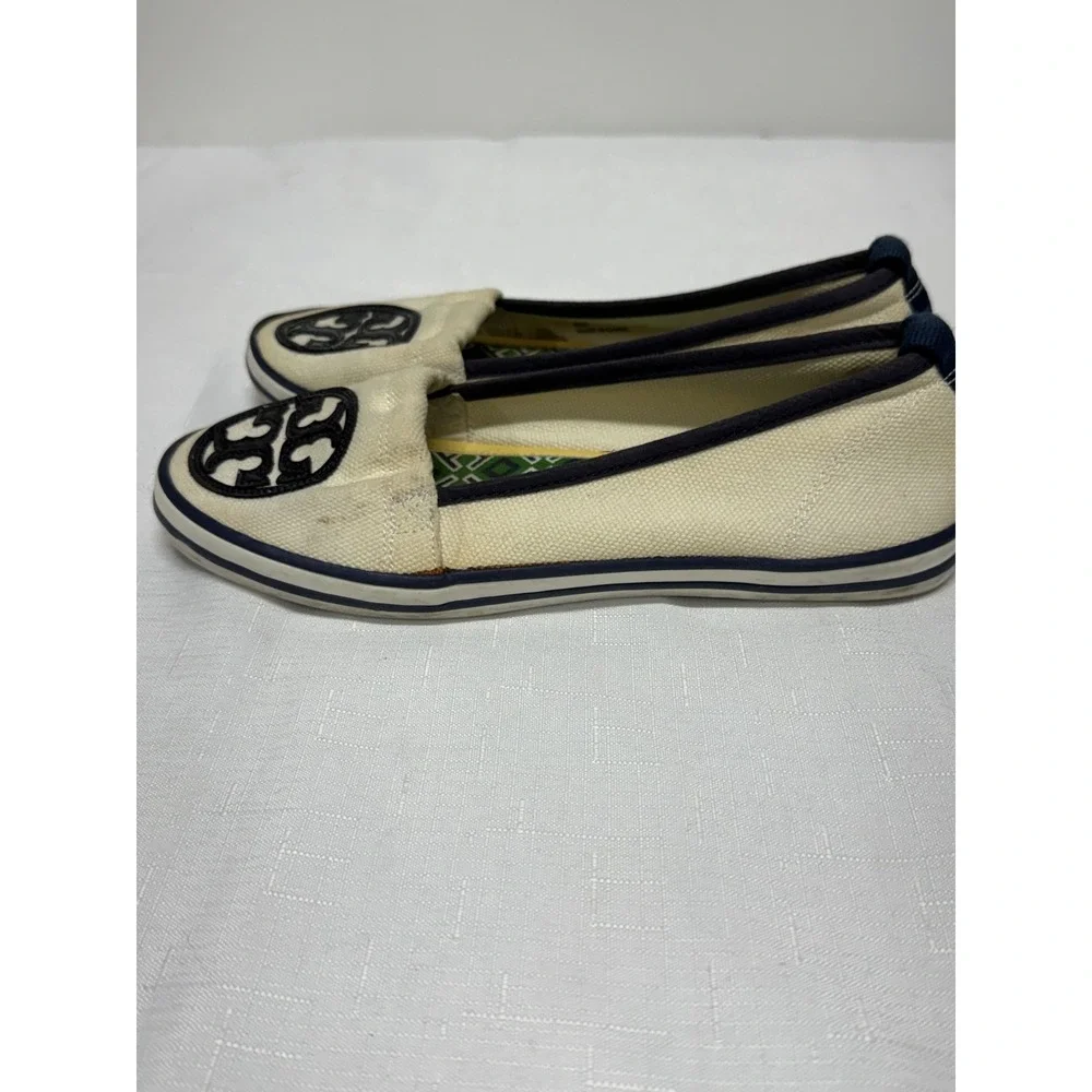 Tory Burch Raymond Loafers Women's Size 6M Ivory Low Top Slip On Canvas Flats
